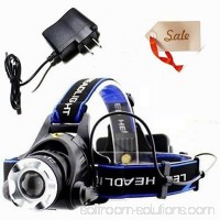 LED Headlamp Flashligh, Headlamps For Camping, 12W XML T6 LED 2000Lm Zoomable Headlamp Flashlight Spotlight 2 Chargers + 2 Battary   